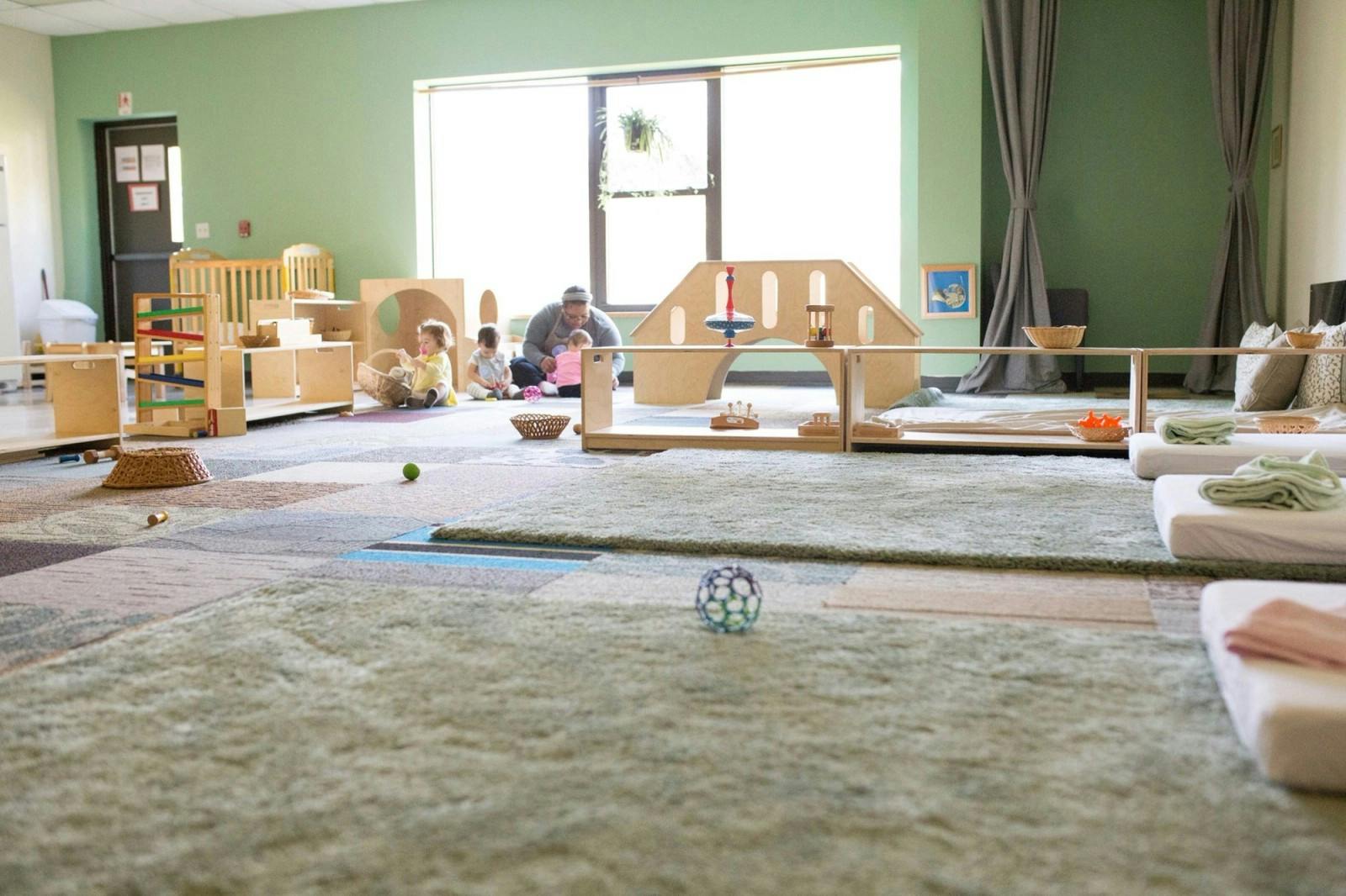 Movement is encouraged in this preschool space. 