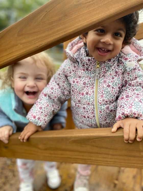 Toddlers play outside at our Branchburg Guidepost Montessori location. 